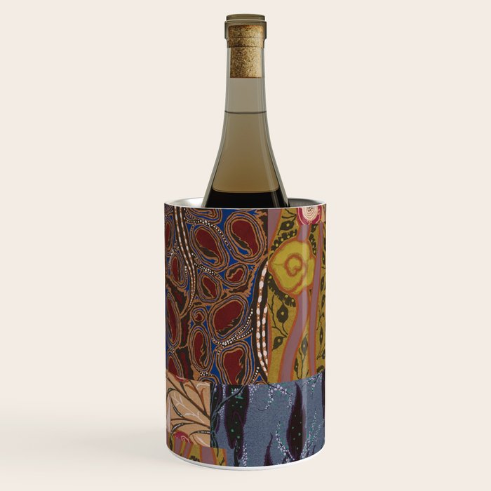 Heritage Patchwork Abstract Collage - Natural Motif Layers Wine Chiller Gallery Image 2