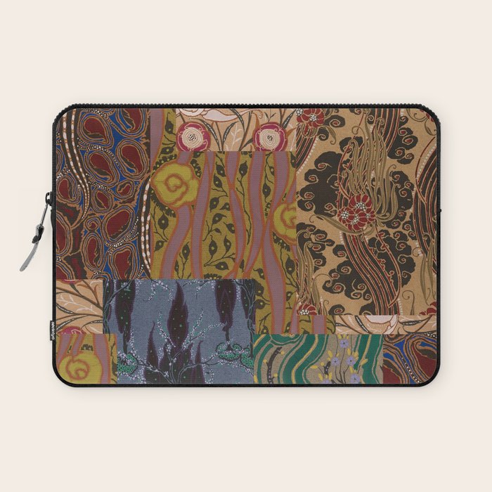 Heritage Patchwork Abstract Collage - Natural Motif Layers Laptop Sleeve Gallery Image 1