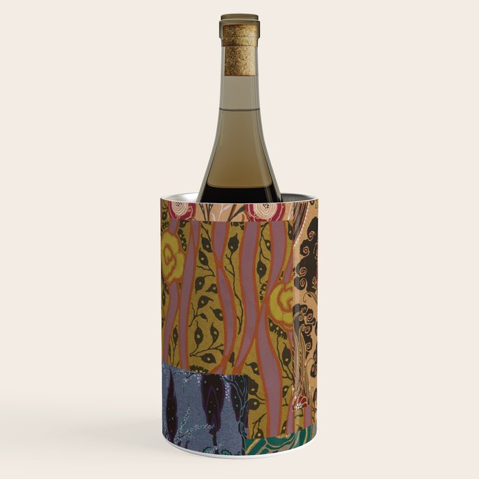 Heritage Patchwork Abstract Collage - Natural Motif Layers Wine Chiller Gallery Image 1