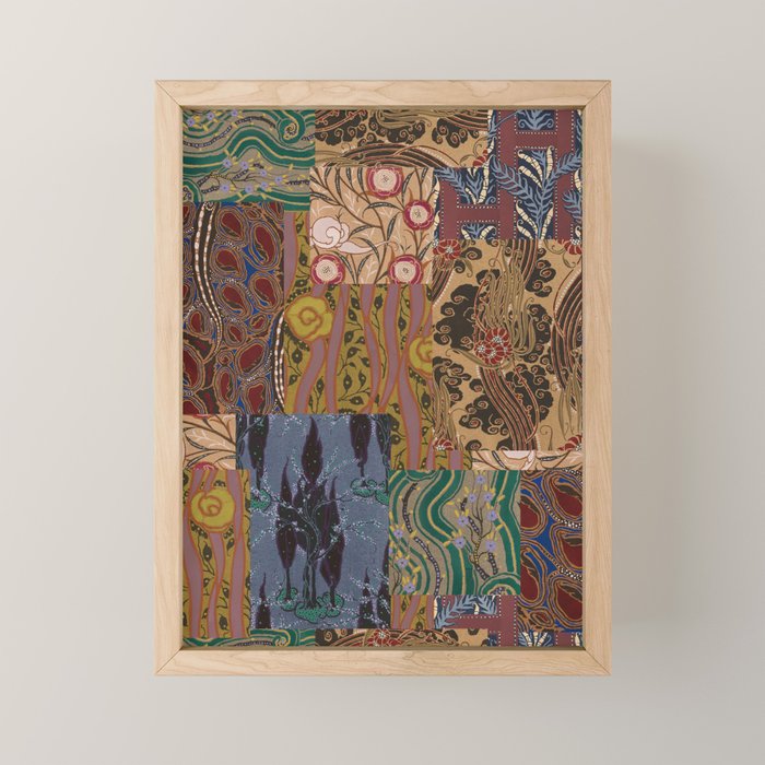 Heritage Patchwork Abstract Collage - Natural Motif Layers Mini Art Print Gallery Image 1