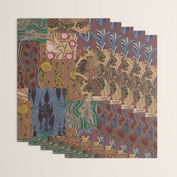 Heritage Patchwork Abstract Collage - Natural Motif Layers Wrapping Paper Gallery Image 3