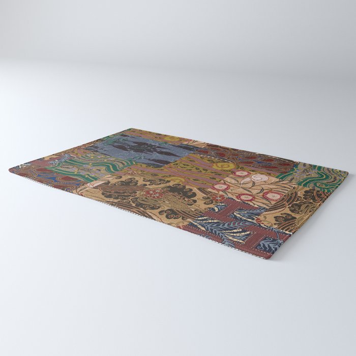 Heritage Patchwork Abstract Collage - Natural Motif Layers Rug Gallery Image 3