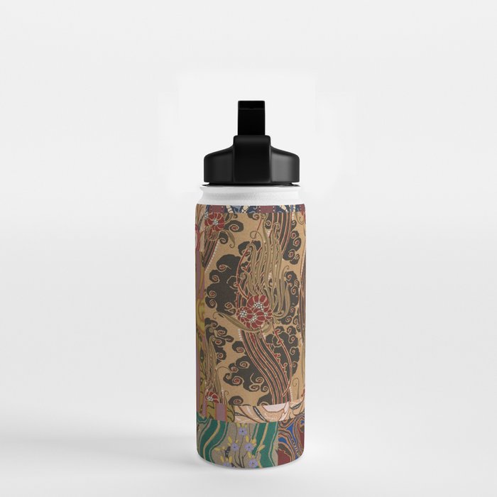 Heritage Patchwork Abstract Collage - Natural Motif Layers Water Bottle Gallery Image 2