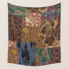 Heritage Patchwork Abstract Collage - Natural Motif Layers Wall Tapestry Gallery Image 4