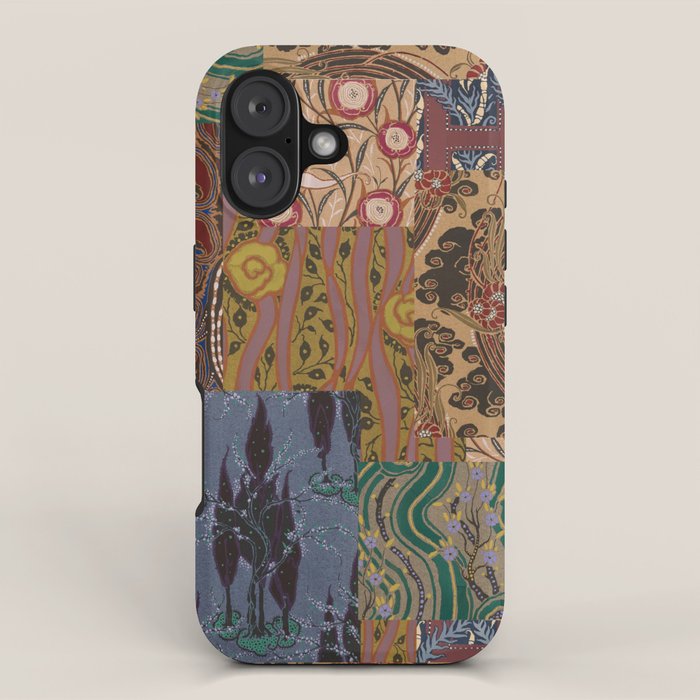 Heritage Patchwork Abstract Collage - Natural Motif Layers iPhone Case Gallery Image 1
