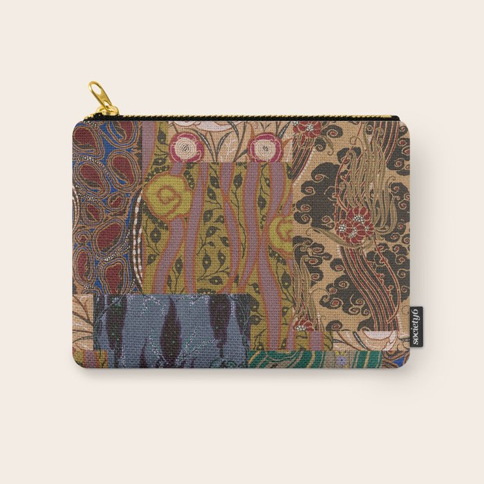 Heritage Patchwork Abstract Collage - Natural Motif Layers Carry All Pouch Gallery Image 1