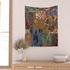 Heritage Patchwork Abstract Collage - Natural Motif Layers Wall Tapestry Gallery Image 2