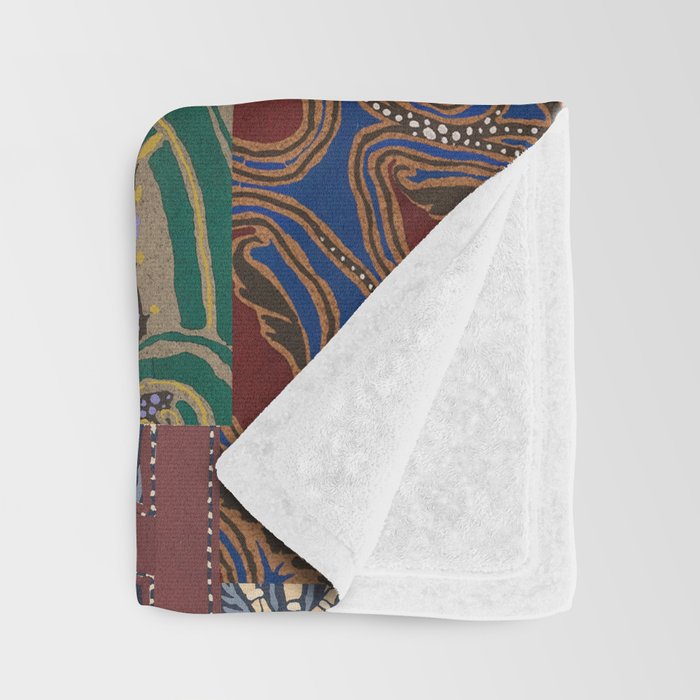 Heritage Patchwork Abstract Collage - Natural Motif Layers Throw Blanket Gallery Image 3