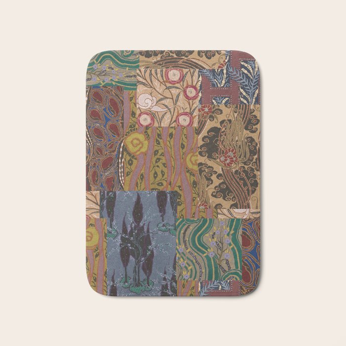 Heritage Patchwork Abstract Collage - Natural Motif Layers Bath Mat Gallery Image 1