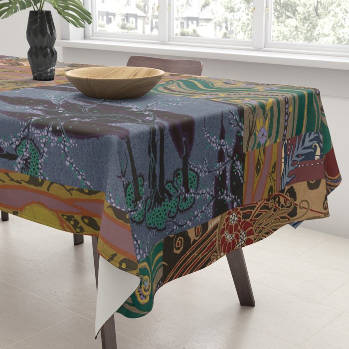 Heritage Patchwork Abstract Collage - Natural Motif Layers Tablecloth Gallery Image 3