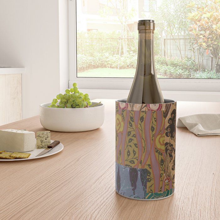 Heritage Patchwork Abstract Collage - Natural Motif Layers Wine Chiller Gallery Image 4