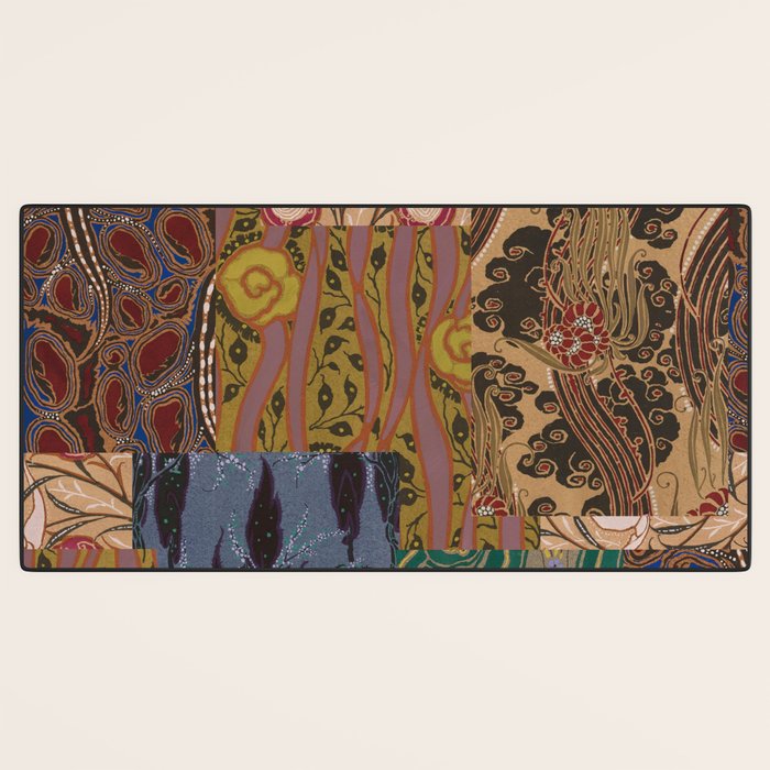 Heritage Patchwork Abstract Collage - Natural Motif Layers Desk Mat Gallery Image 3