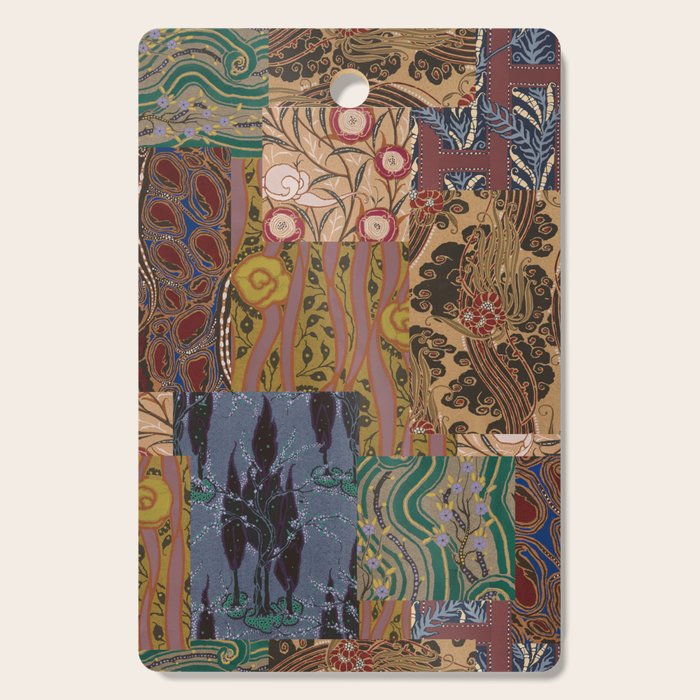 Heritage Patchwork Abstract Collage - Natural Motif Layers Cutting Board Gallery Image 1