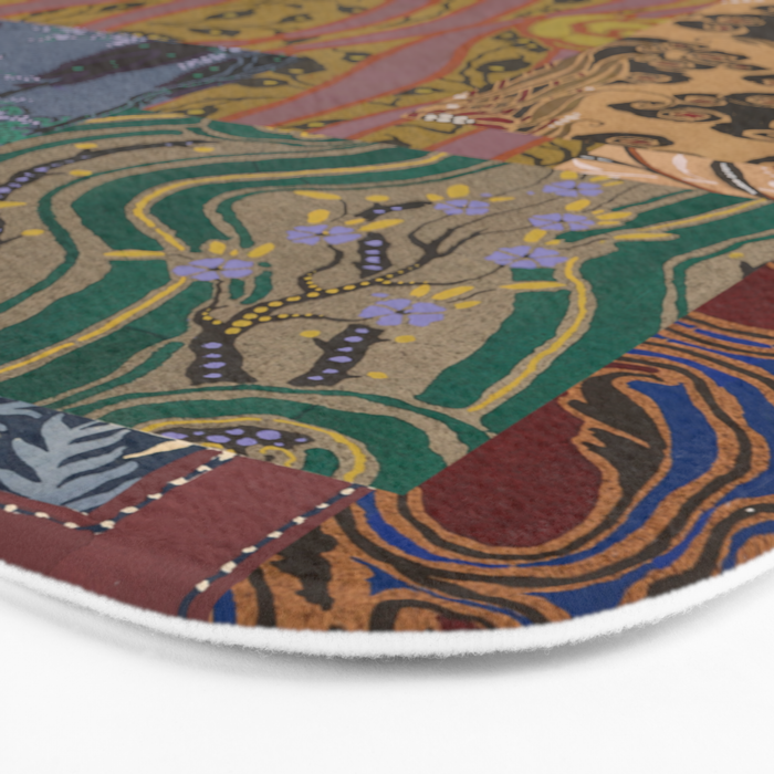 Heritage Patchwork Abstract Collage - Natural Motif Layers Bath Mat Gallery Image 3