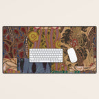 Heritage Patchwork Abstract Collage - Natural Motif Layers Desk Mat Gallery Image 1