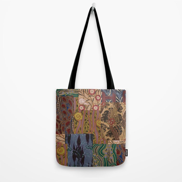 Heritage Patchwork Abstract Collage - Natural Motif Layers Tote Bag Gallery Image 2