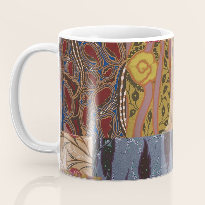 Heritage Patchwork Abstract Collage - Natural Motif Layers Coffee Mug Gallery Image 3
