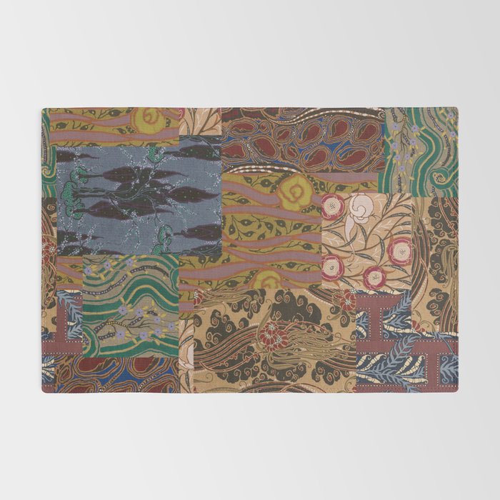 Heritage Patchwork Abstract Collage - Natural Motif Layers Rug Gallery Image 2
