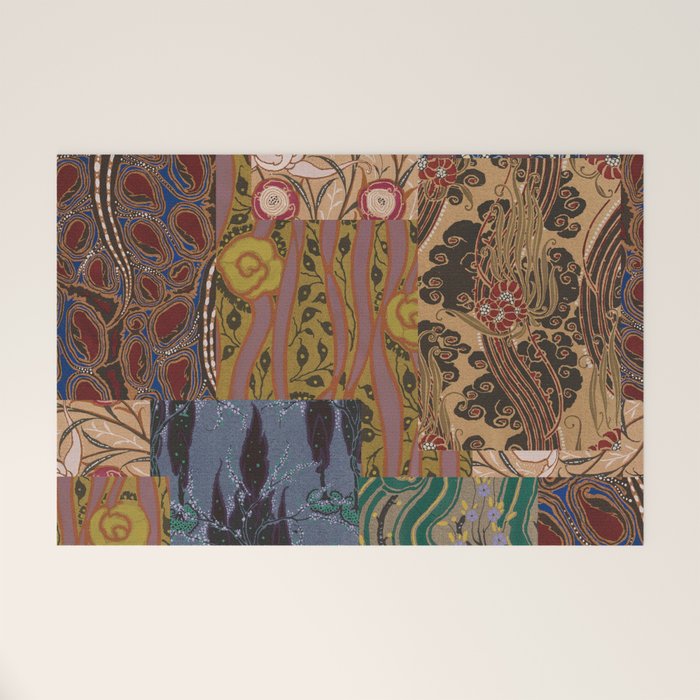 Heritage Patchwork Abstract Collage - Natural Motif Layers Welcome Mat Gallery Image 1