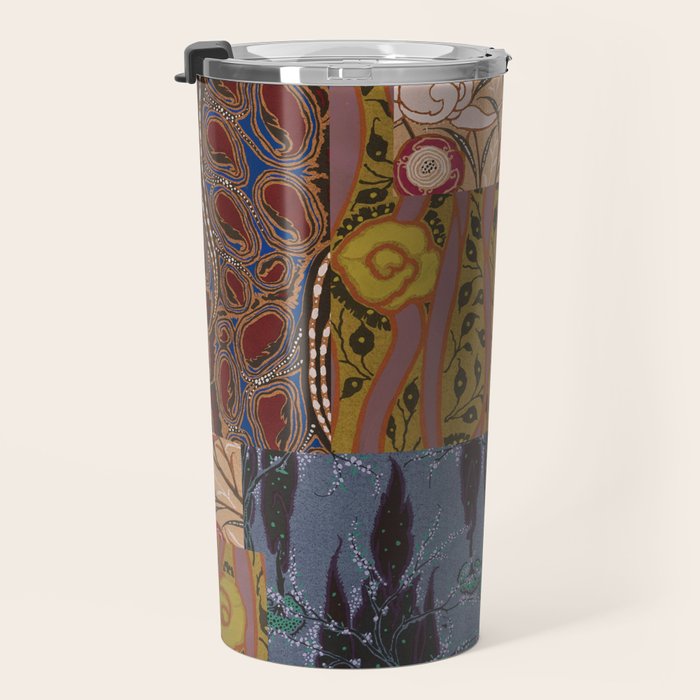 Heritage Patchwork Abstract Collage - Natural Motif Layers Travel Mug Gallery Image 3