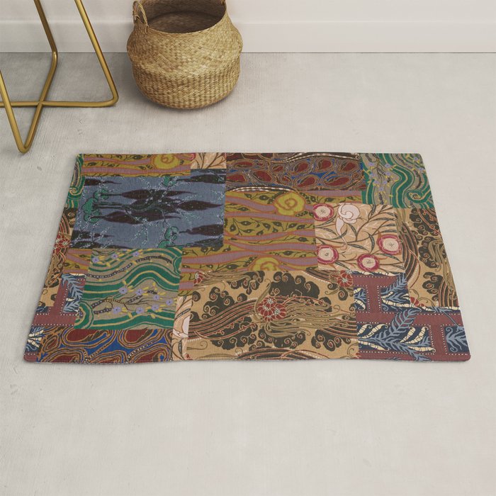 Heritage Patchwork Abstract Collage - Natural Motif Layers Rug Gallery Image 1
