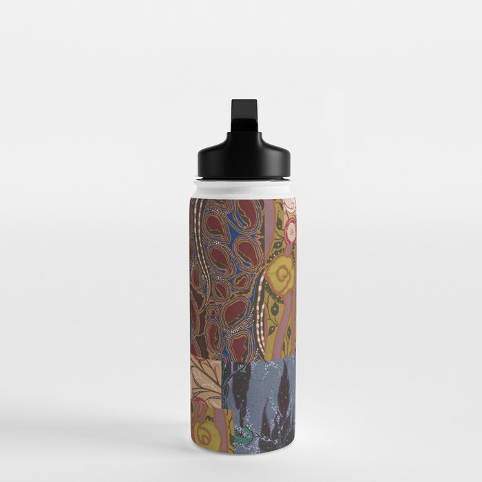 Heritage Patchwork Abstract Collage - Natural Motif Layers Water Bottle Gallery Image 3