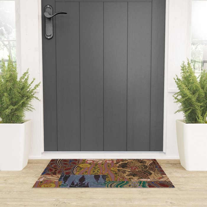 Heritage Patchwork Abstract Collage - Natural Motif Layers Welcome Mat Gallery Image 3