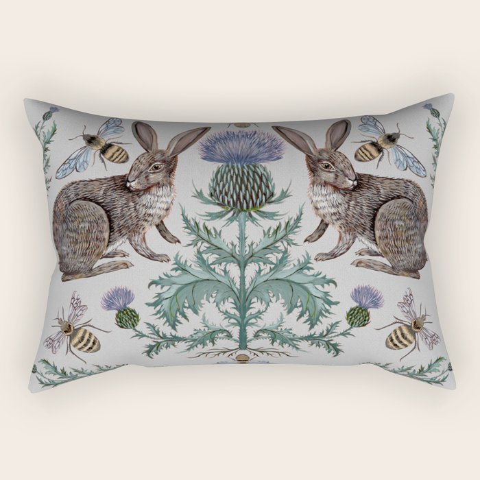 Thistle Rabbits Rectangular Pillow Gallery Image 1