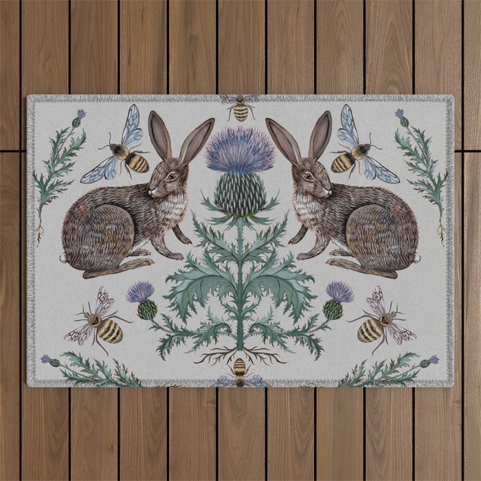 Thistle Rabbits Outdoor Rug Gallery Image 1