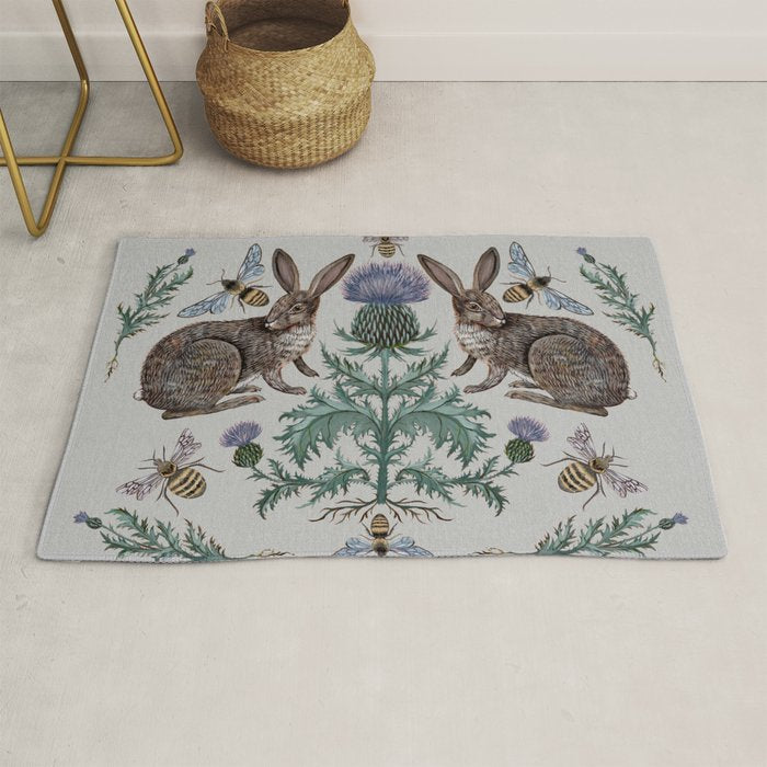 Thistle Rabbits Rug Gallery Image 1