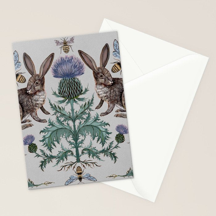 Thistle Rabbits Stationery Card Gallery Image 2
