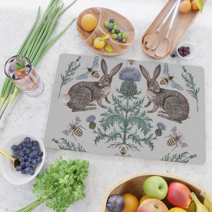 Thistle Rabbits Cutting Board Gallery Image 2
