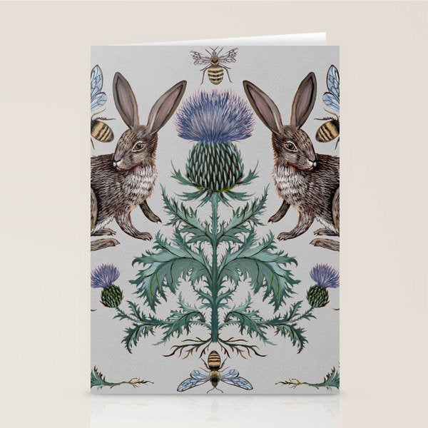 Thistle Rabbits Stationery Card Gallery Image 1