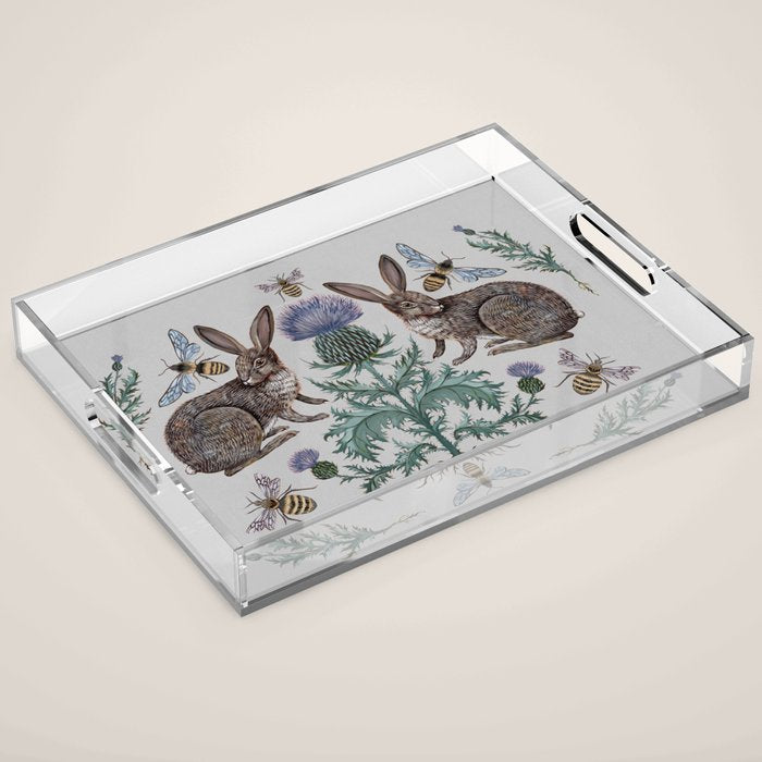 Thistle Rabbits Acrylic Tray Gallery Image 1