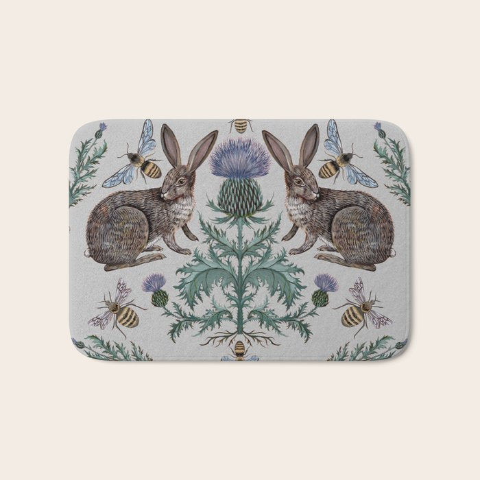 Thistle Rabbits Bath Mat Gallery Image 1