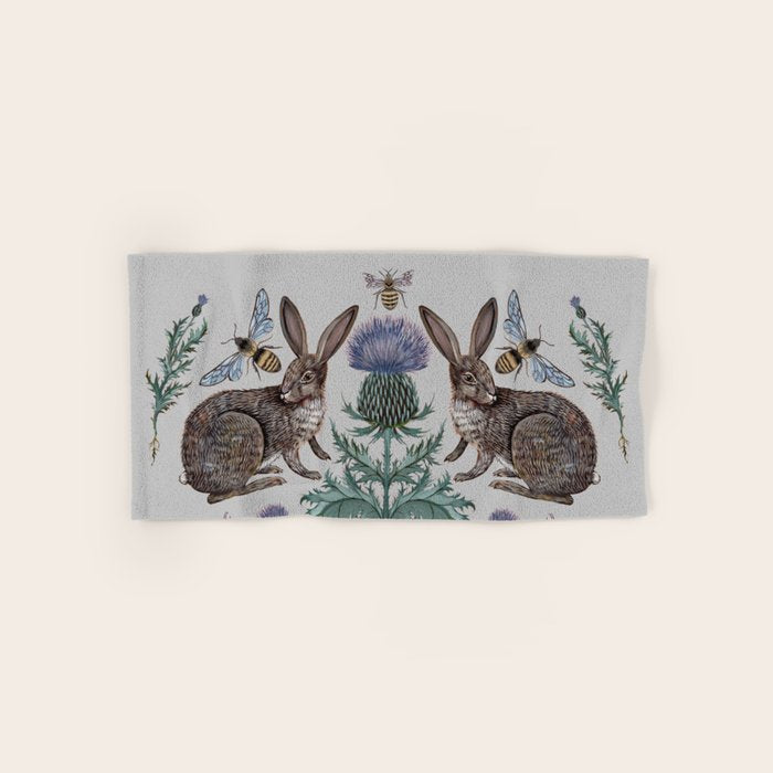 Thistle Rabbits Bath Towel Gallery Image 1