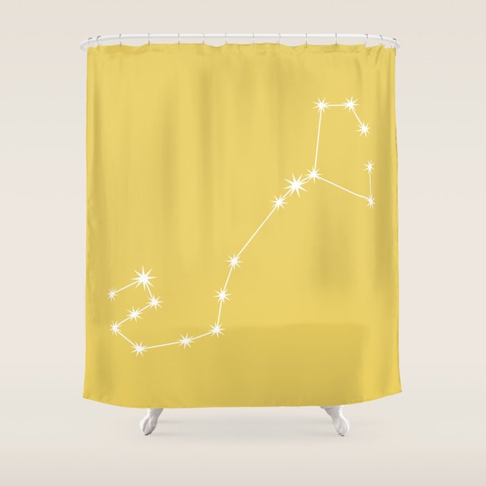 Scorpio Zodiac Star Constellation Line Art Soft Yellow Shower Curtain Gallery Image 1
