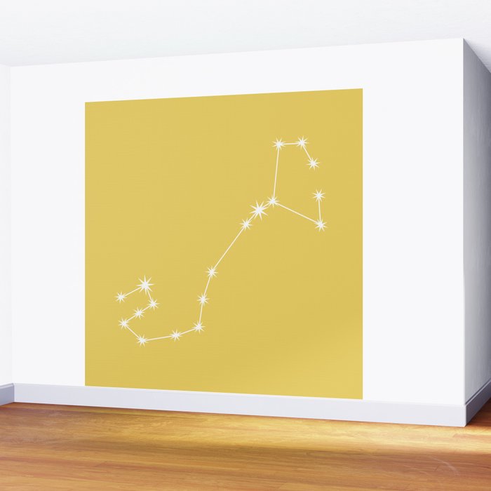 Scorpio Zodiac Star Constellation Line Art Soft Yellow Wall Mural Gallery Image 2