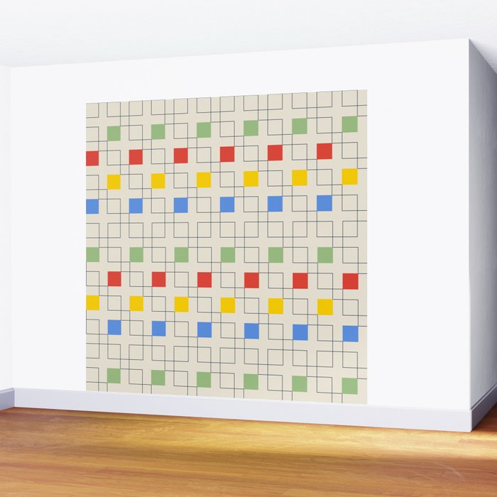 Colorful Offset Checkers Wall Mural Gallery Image 2