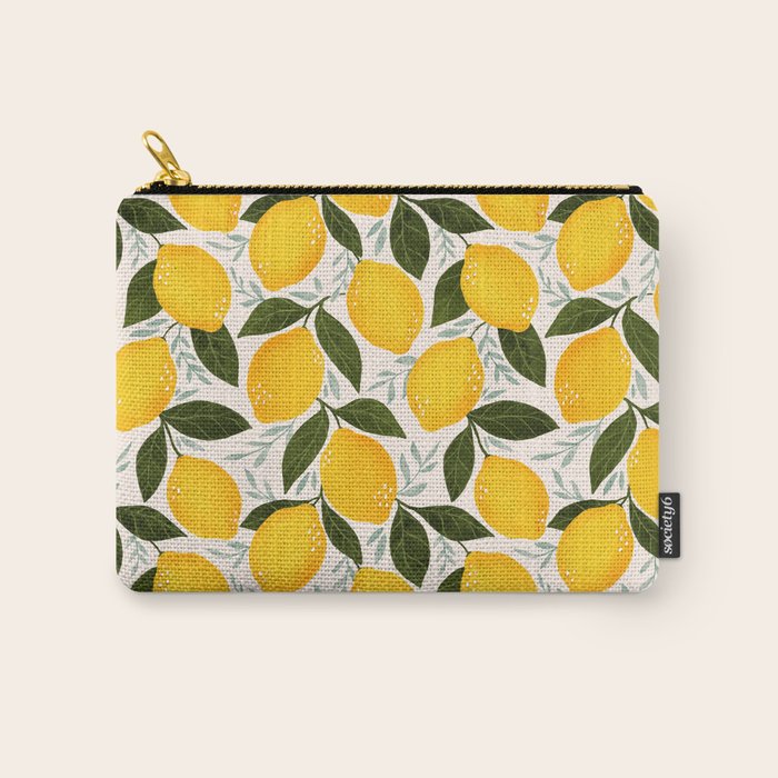 Mediterranean Summer Lemons Pattern Carry All Pouch Gallery Image 1
