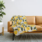 Mediterranean Summer Lemons Pattern Throw Blanket Gallery Image 1