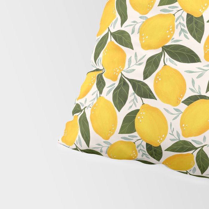 Mediterranean Summer Lemons Pattern Pillow Sham Gallery Image 4