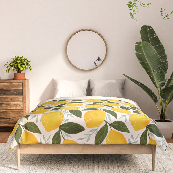 Mediterranean Summer Lemons Pattern Comforter Gallery Image 3