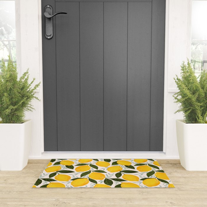 Mediterranean Summer Lemons Pattern Welcome Mat Gallery Image 3