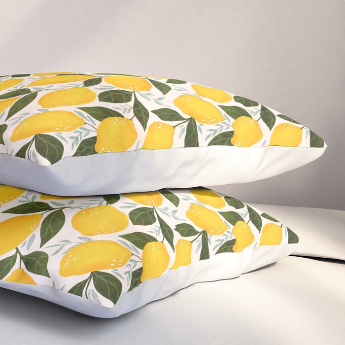 Mediterranean Summer Lemons Pattern Pillow Sham Gallery Image 3