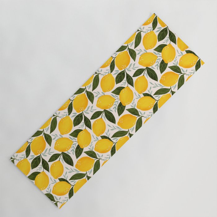 Mediterranean Summer Lemons Pattern Yoga Mat Gallery Image 1