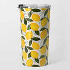 Mediterranean Summer Lemons Pattern Travel Mug Gallery Image 3