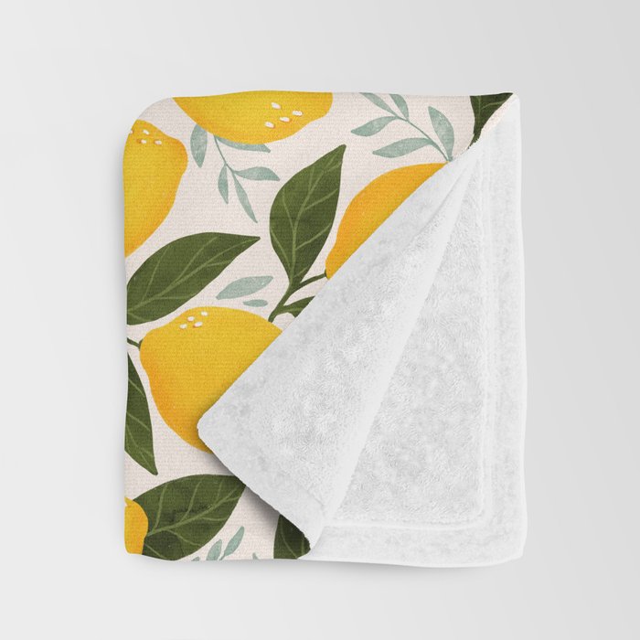 Mediterranean Summer Lemons Pattern Throw Blanket Gallery Image 3