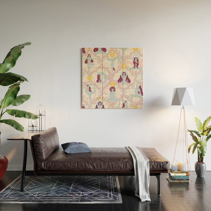 Feel the Cosmic Yoga Balance pink Wood Wall Art Gallery Image 2