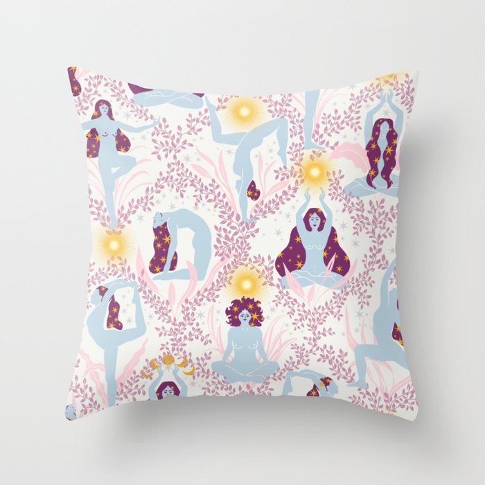 Feel the Cosmic Yoga Balance pink Throw Pillow Gallery Image 6